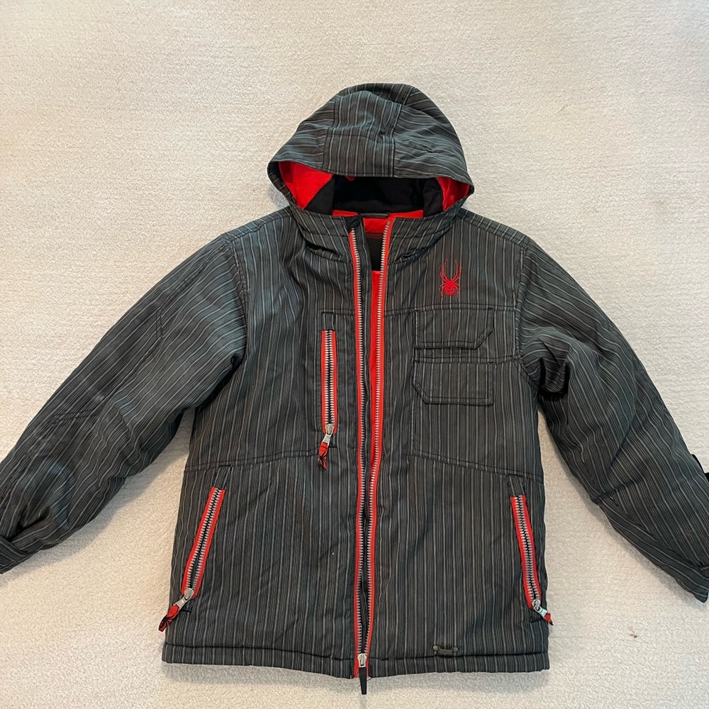 Spyder Black and Red Kids Puffer Jacket